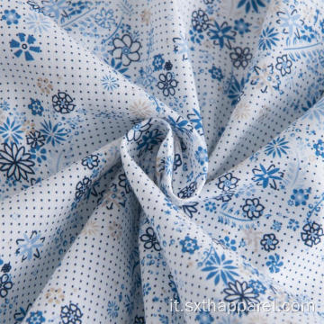 Camicie casual da uomo con stampa di fiori blu a maniche corte